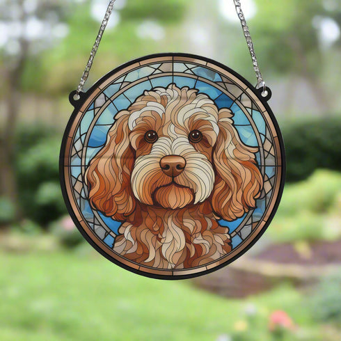 Cockapoo Golden Stained Glass Effect Suncatcher